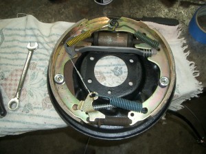 Cleaned brake backing plate (front)